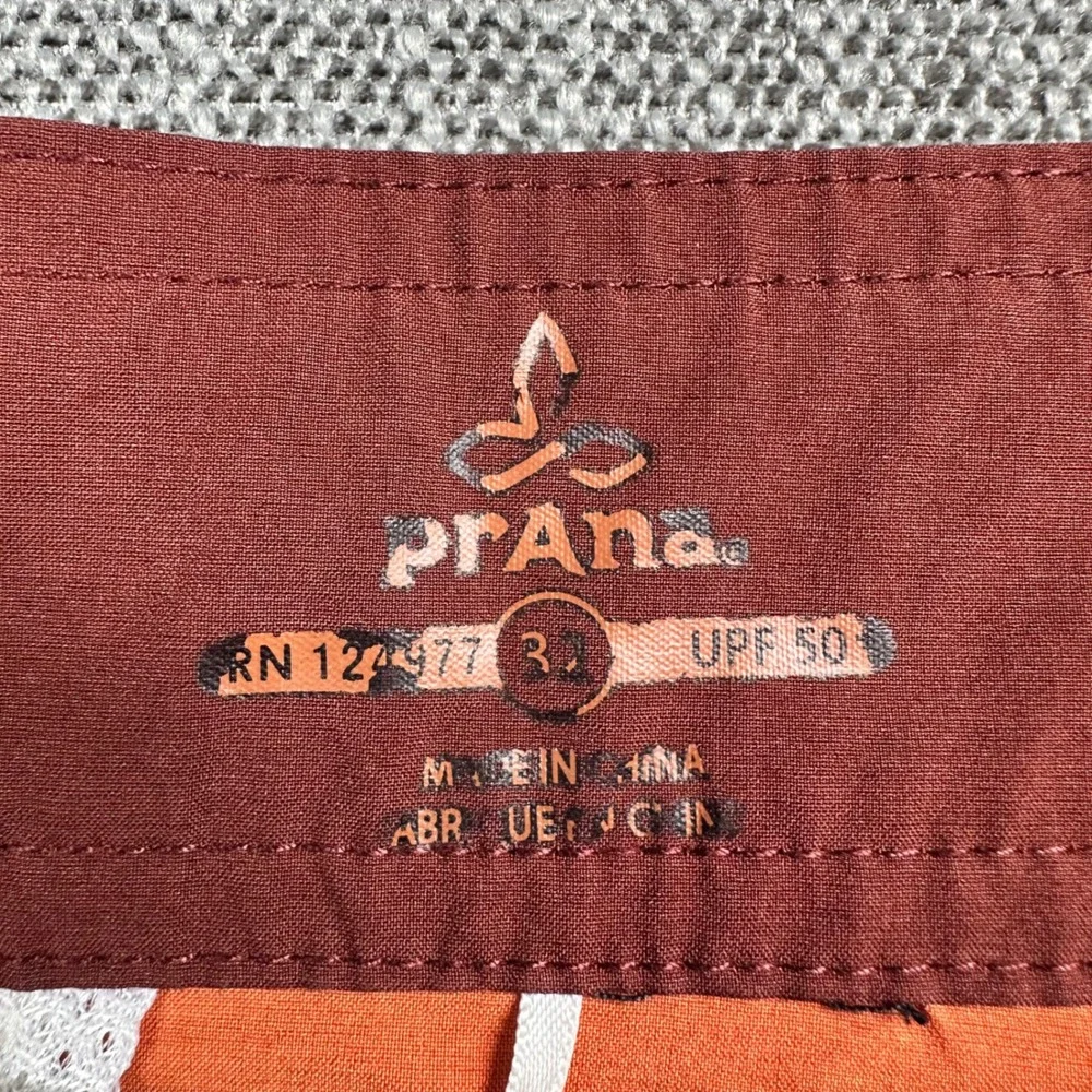 Prana Board Shorts Mens 32 Orange Burgundy  UPF‎ 50 Recycled Surf Swim